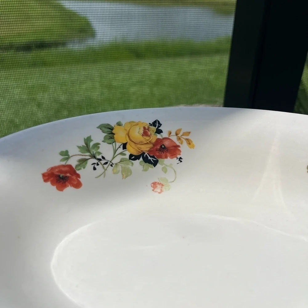 Vintage Rare China Homer Laughlin Serving Bowl Poppy & Golden Rose 1930's